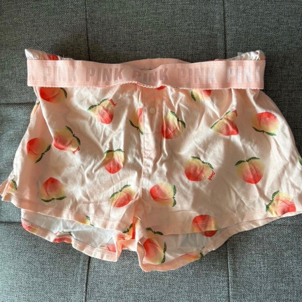 Victoria’s Secret PINK Flannel Sleep Shorts Pajama Boxer XS Peach Print NWT